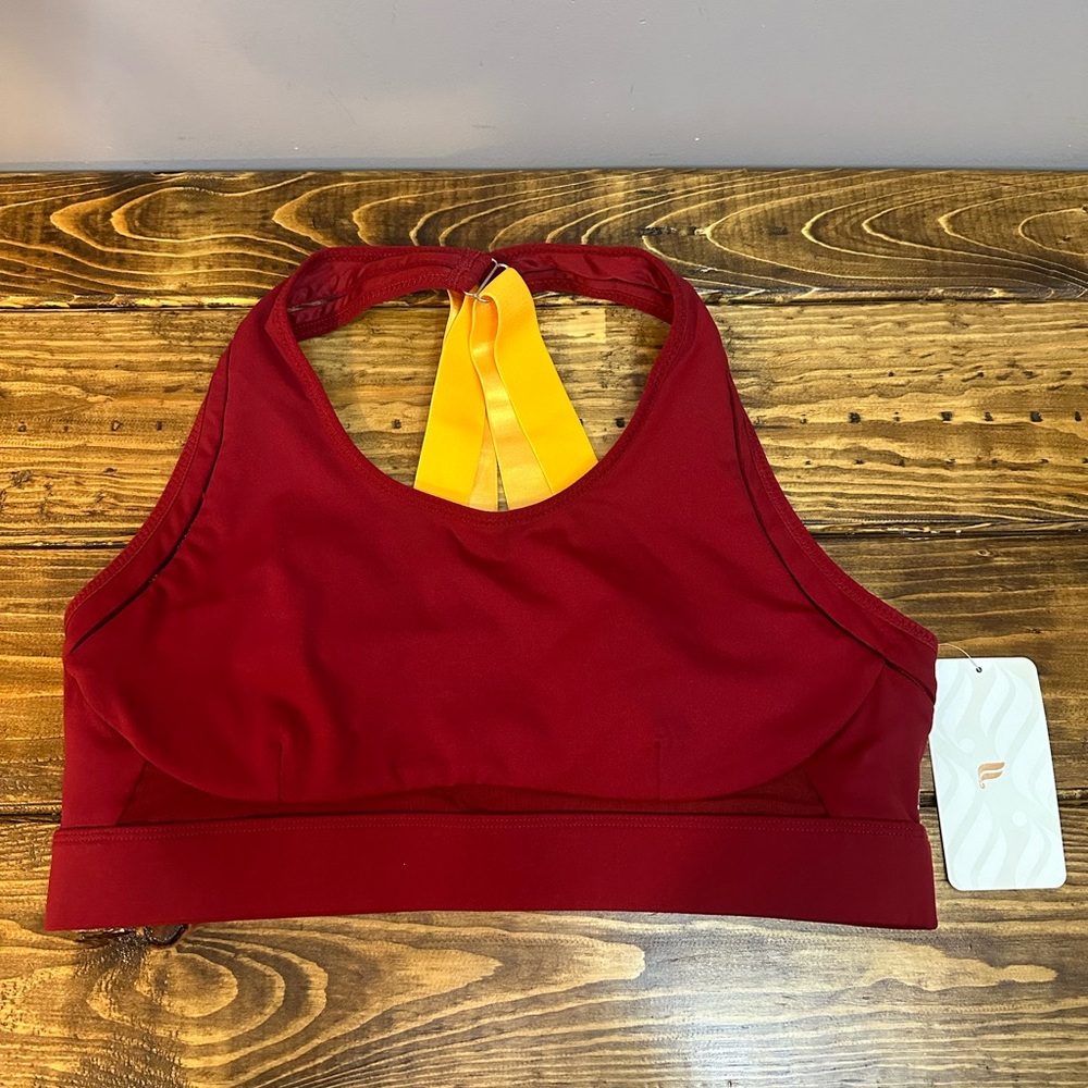 NWT Fabletics Belle High Impact Sports Bra size 1X Burgundy Gold